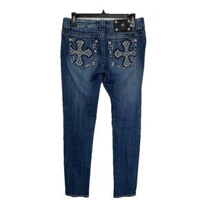 Miss Me Skinny Jeans Women’s 28x32 Cross Embellished Bling Denim Stretch JP61335